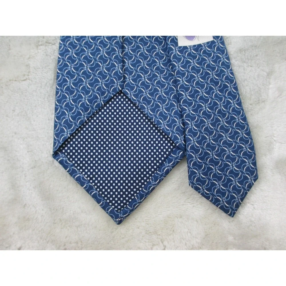 NEW ETON Neck Tie Mens Blue Geometric Silk Made In Italy Casual 12
